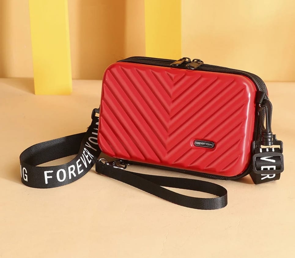Red Hard-Shell Crossbody Bag – "Forever Young"
