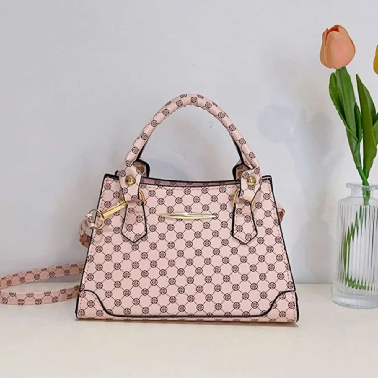 Pink Monogram Top-Handle Handbag